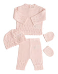 pink knit baby clothing set