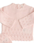 pink knit baby clothing set
