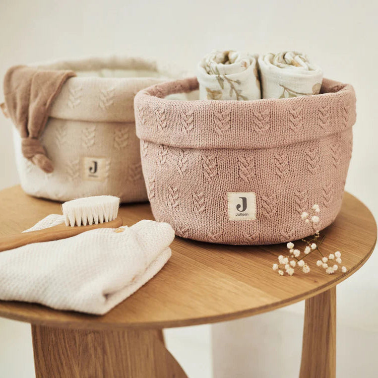 Wild Rose Changing Table Grain Knit Storage Basket Nappy Storage.
