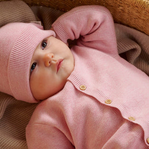 Organic Textured Baby Beanie – Pink Melange