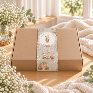 Gift box made of recycled cardboard ready to post. Beautifully deigned inside with a card and ribbon.