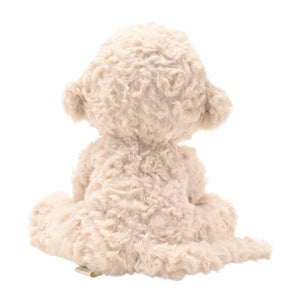 Back view of plush monkey soft toy showing fluffy texture