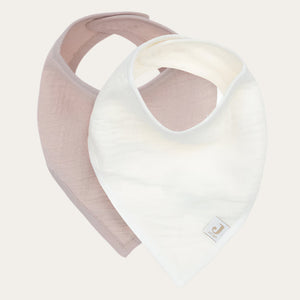 Pretty 2-pack bandana bibs in Wild Rose and neutral tones – ideal for baby girls