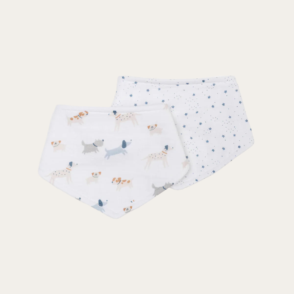 2-Pack Bandana Bibs Puppy Dog & Star Designs, 100% Cotton Bandana Bib.