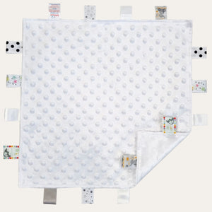 Soft Pure White Taggie Comforter Blanket | Sensory Baby Gift Baby Comforter.