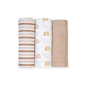 Lulujo - Mini Muslin Cloths - Rainbow 3pk Muslins.