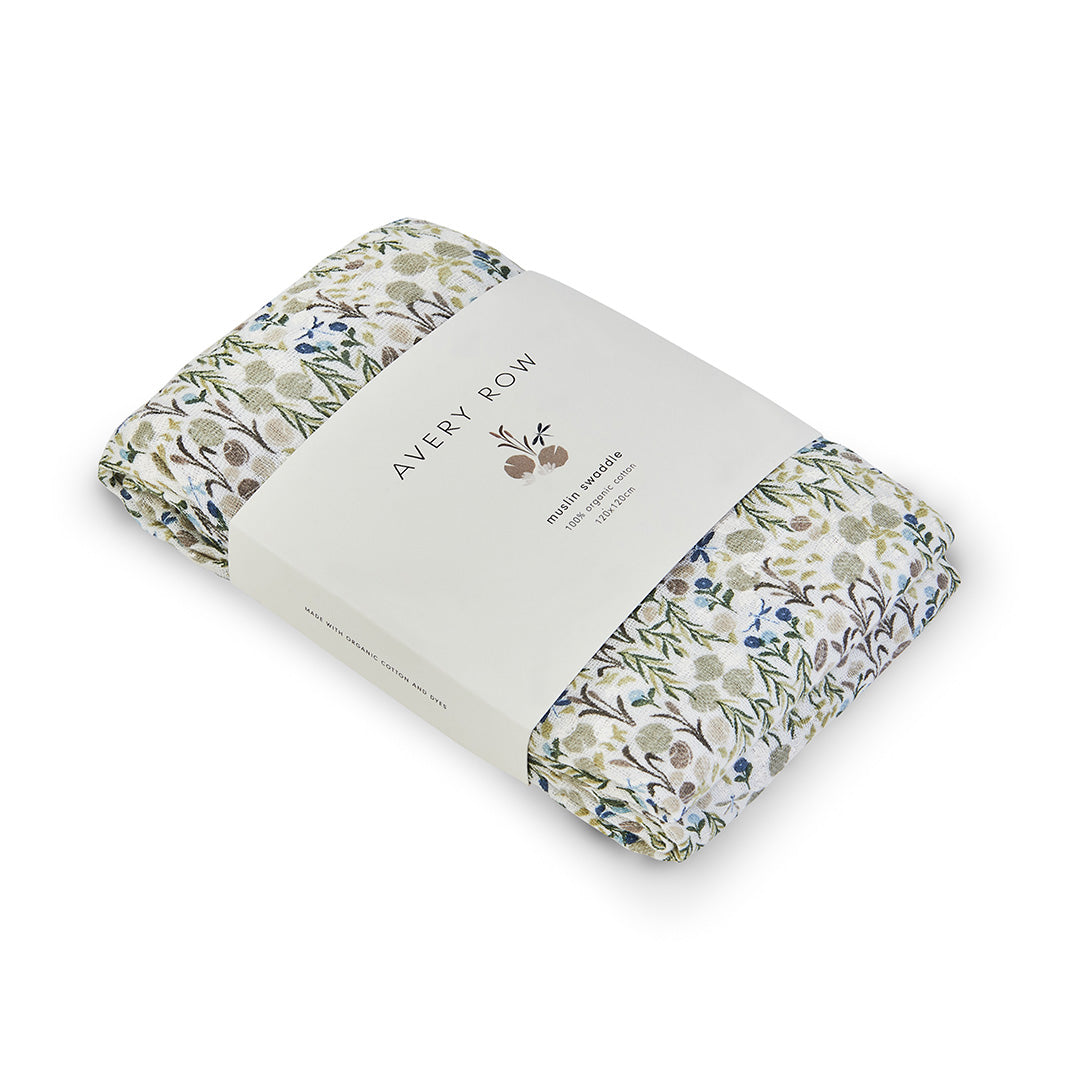 This Riverbank pattern design 100% GOTS organic cotton baby muslin swaddle blanket is extra large and incredibly soft.