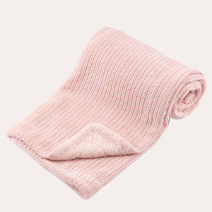Rose gold cellular baby blanket with a sherpa back