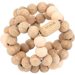 Wooden bead ball toy with rose pink beads
