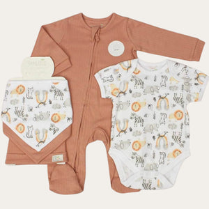 Unisex Baby Clothing 'Rainbow Safari' 5 Piece Gift Set - Zip Closure Unisex Baby Clothes.
