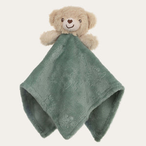 Sage Green Bear Comforter Soother – Embossed Flannel, 36 x 36 cm