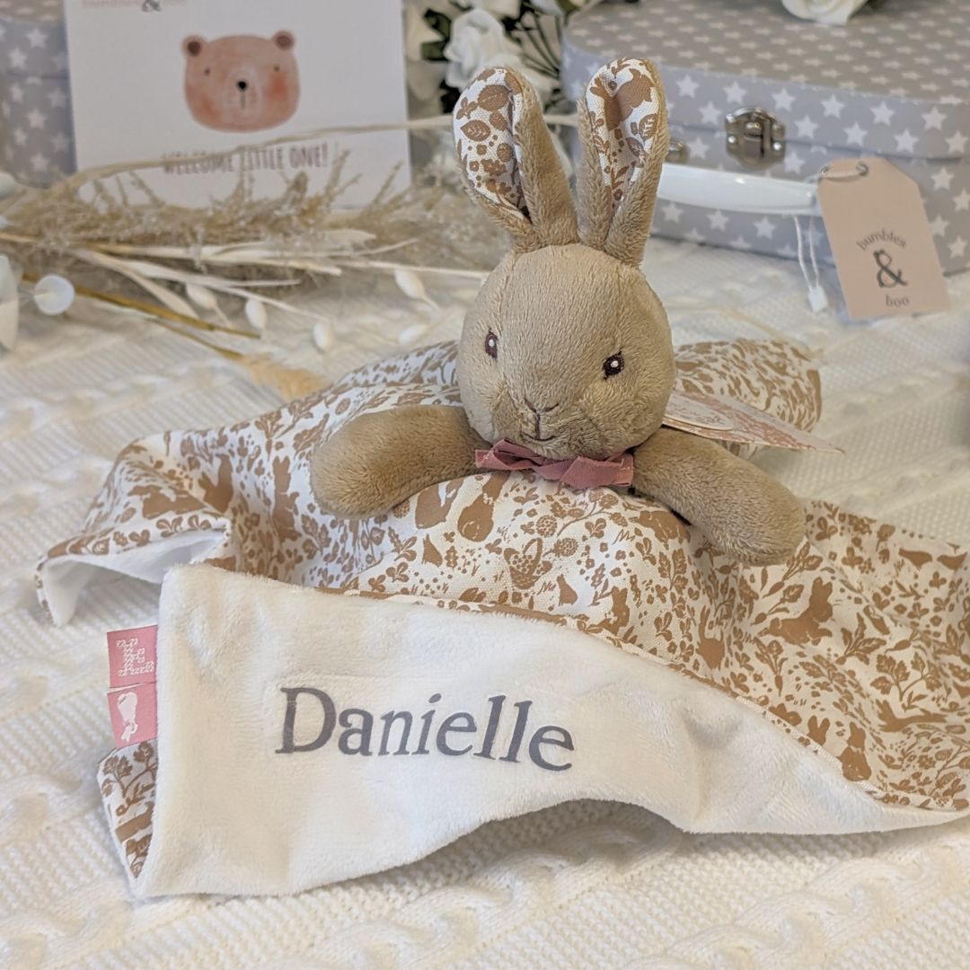 flopsy bunny comforter blanket with baby&#39;s name