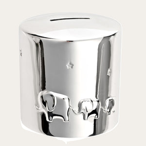 Silver elephant baby money box keepsake gift