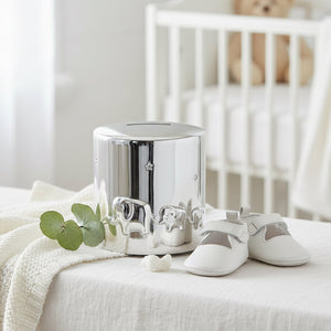 Silver elephant baby money box keepsake gift