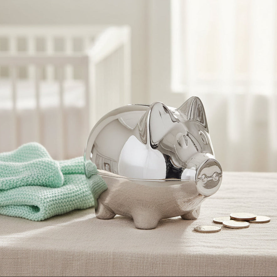 Silver Plated Piggy Bank Money Box Money Box.
