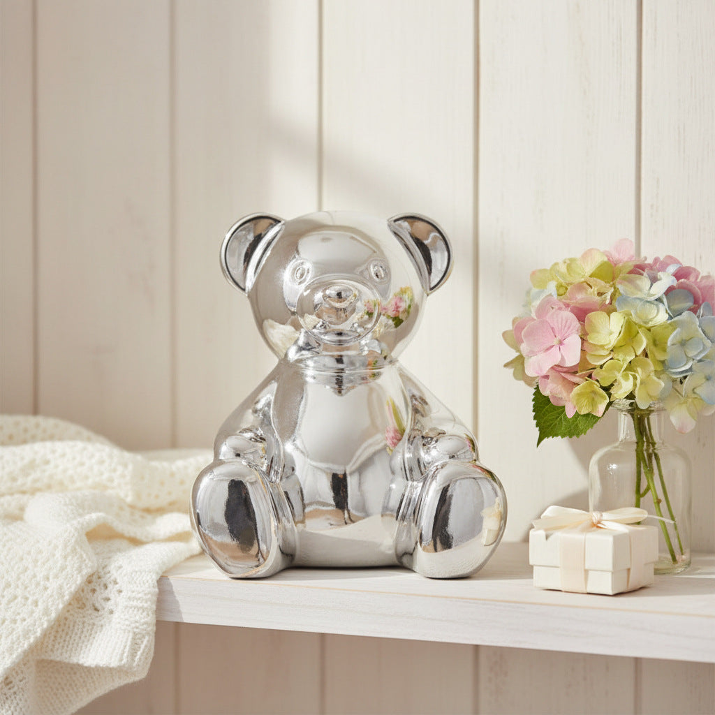 Silver Plated Money Box 'Teddy Bear' Money Box.
