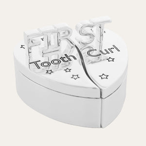 Silver Plated Heart Shaped Tooth & Curl Keepsake Boxes