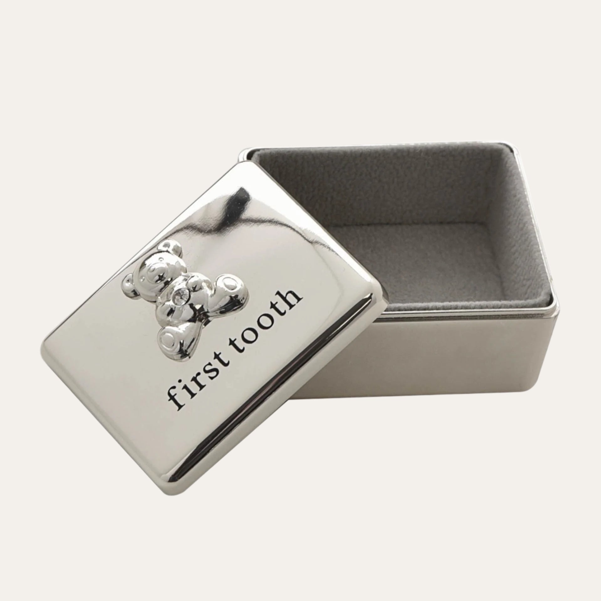 Silver Plated Teddy First Tooth Keepsake Silver Gifts.