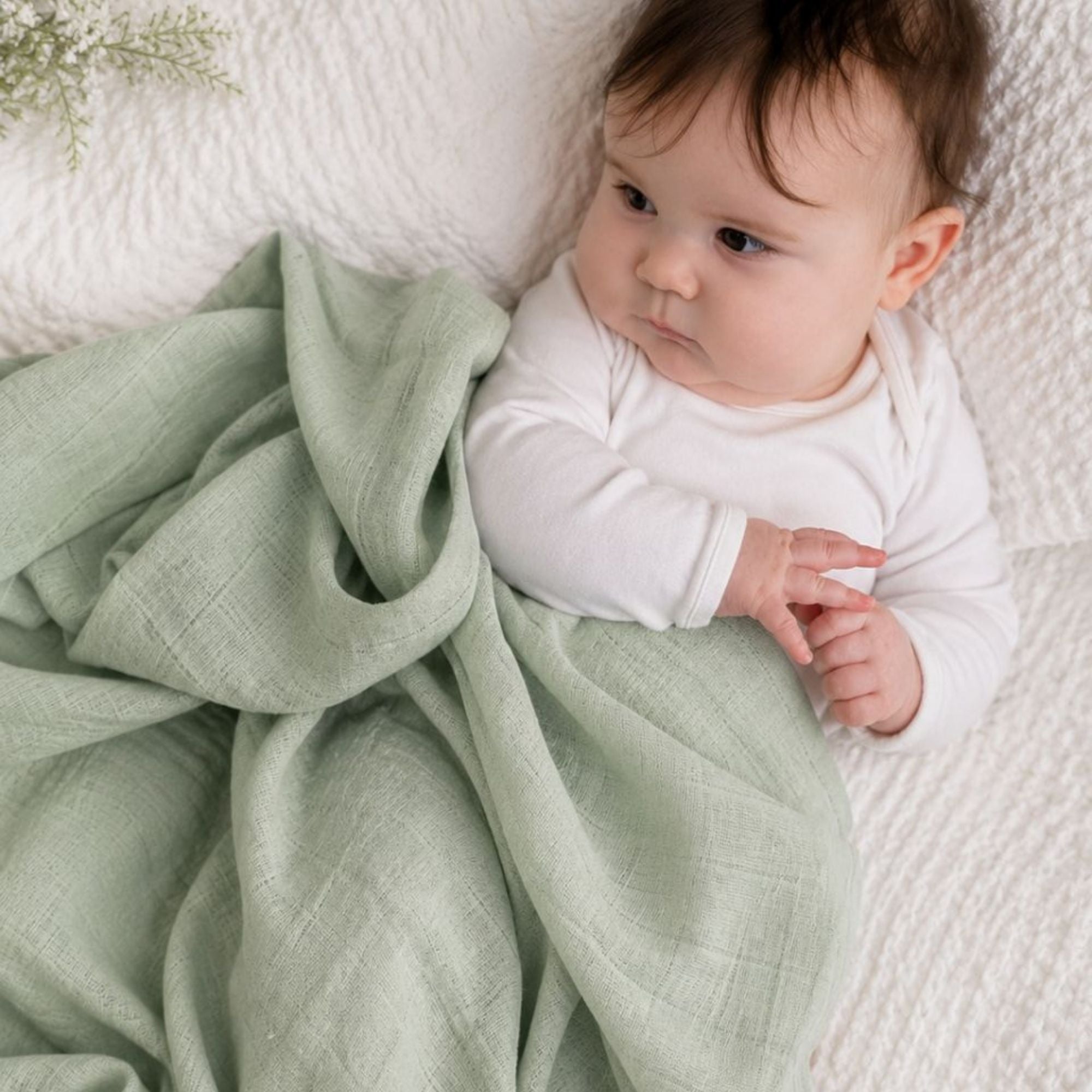 Sage Green Muslin Squares – 100% Cotton Baby Essentials