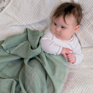 Single Sage Green Muslin Square 100% Cotton Baby Essentials (70cm x 70cm) Muslin.