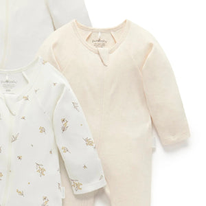 Zip-up baby grows in cream and beige shades