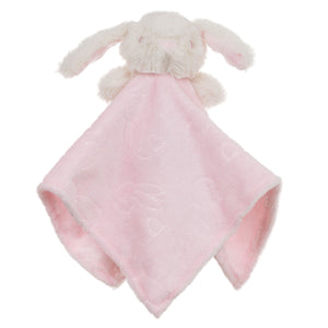 Plush pink bunny comfort toy for newborn girls