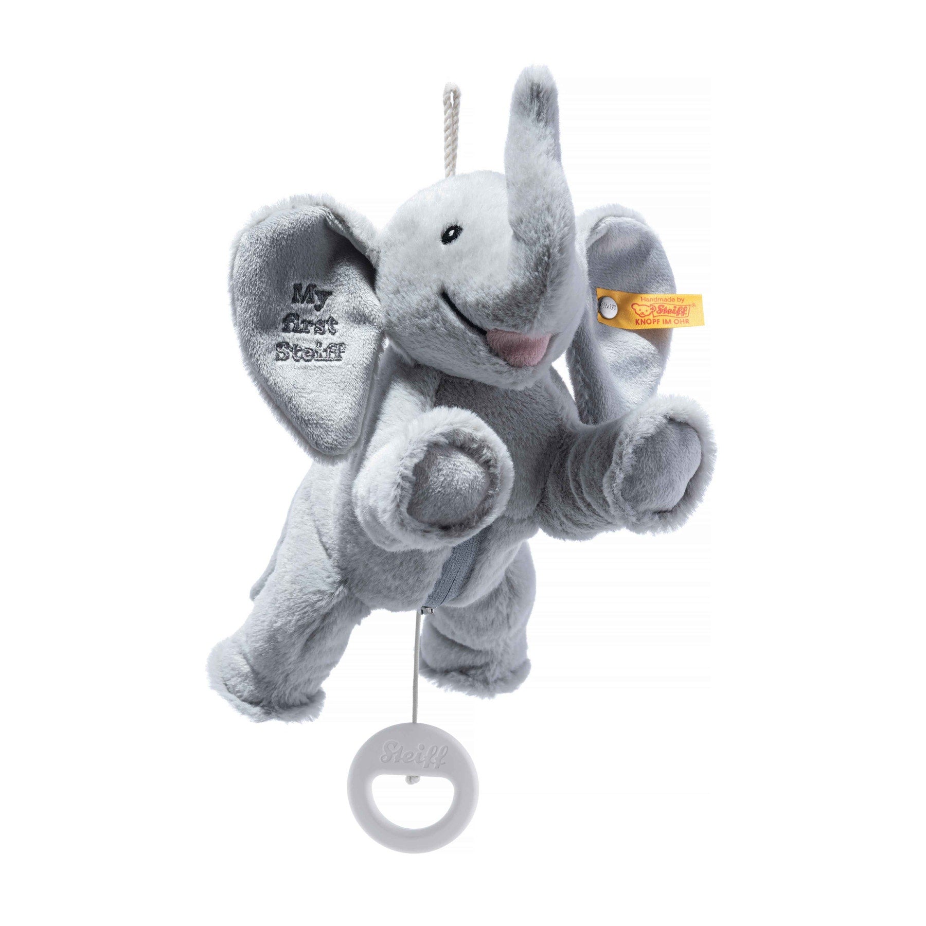 Elephant soft toy with pull-cord, 'My First Steiff' embroidery and an authentic Steiff tag