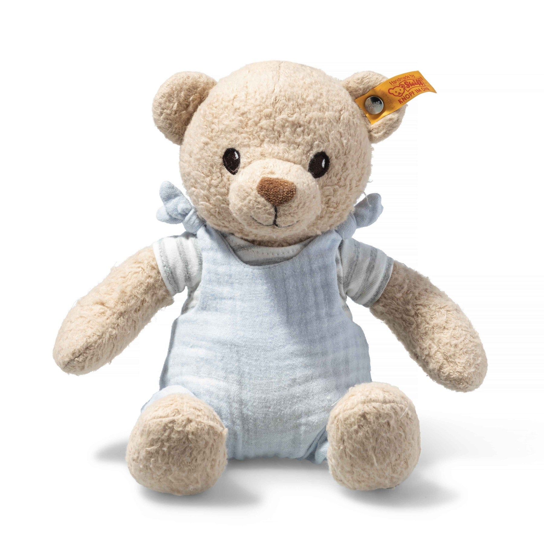 STEIFF GOTS Beige and Blue Niko Teddy Bear Cuddly Toys