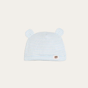 Striped baby hat with 3D bear ears