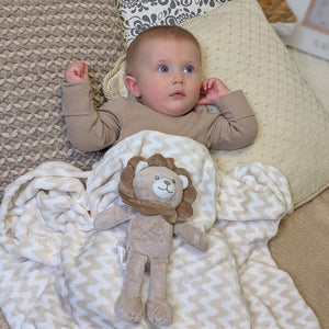 Taupe Baby Blanket and Lion Toy Gift Set
