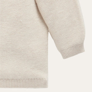 Folded wheat baby cardigan made from organic cotton
