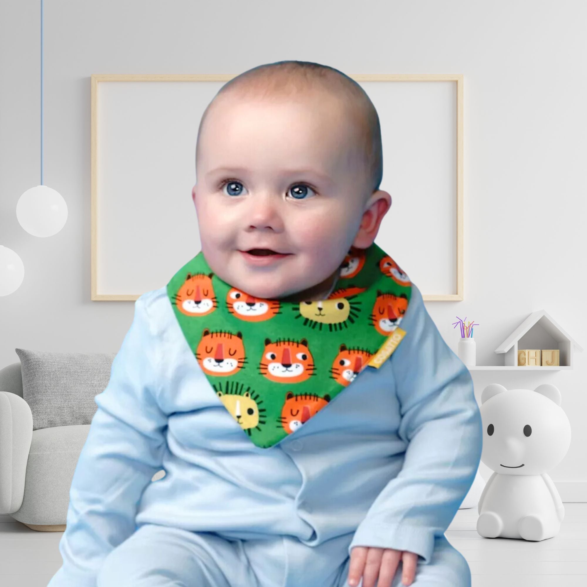 Waterproof Dribble Bib 'Easy Tiger' Bandana Bib.