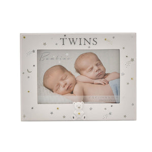 Twins baby photo frame with landscape aperture and Twins wording