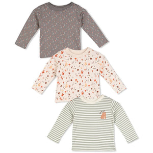Three pack of 100% cotton long sleeve baby T-shirts size 0-3 months