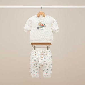 Baby clothing set with garden print joggers
