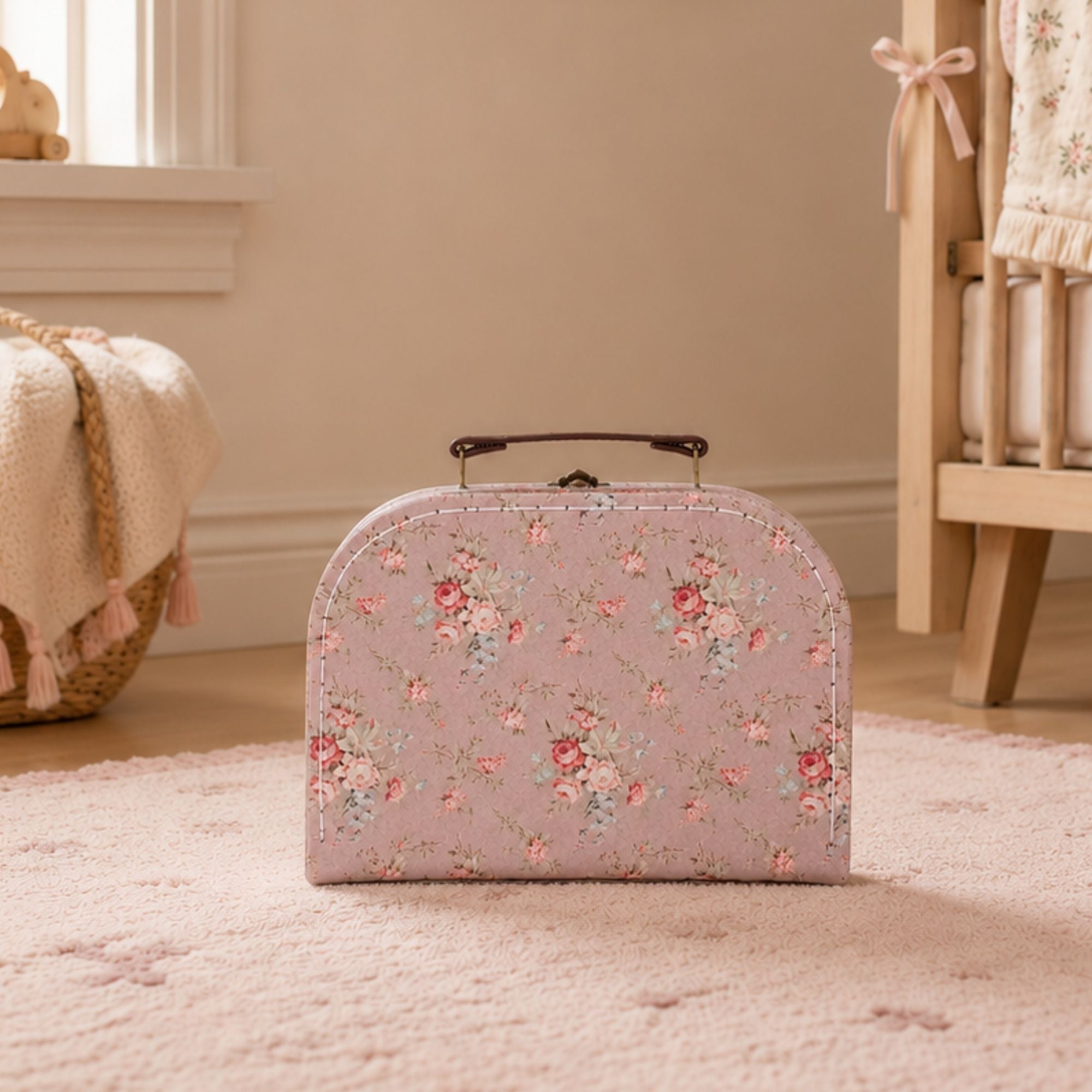 Vintage floral luggage trunk small