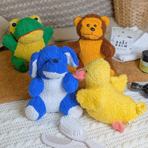 Wash-Time Bath Toy Friends Soft Cotton Terry Animal Designs Bath Toys.