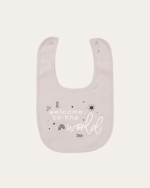 Welcome to the world unisex organic baby bib