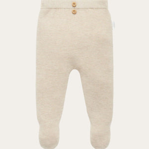 Wheat Melange Baby Textured Leggings with Feet