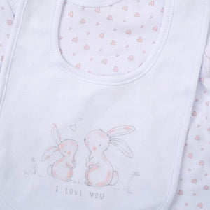 White and Pink Baby Clothing Gift Set – Love You Bunny Design