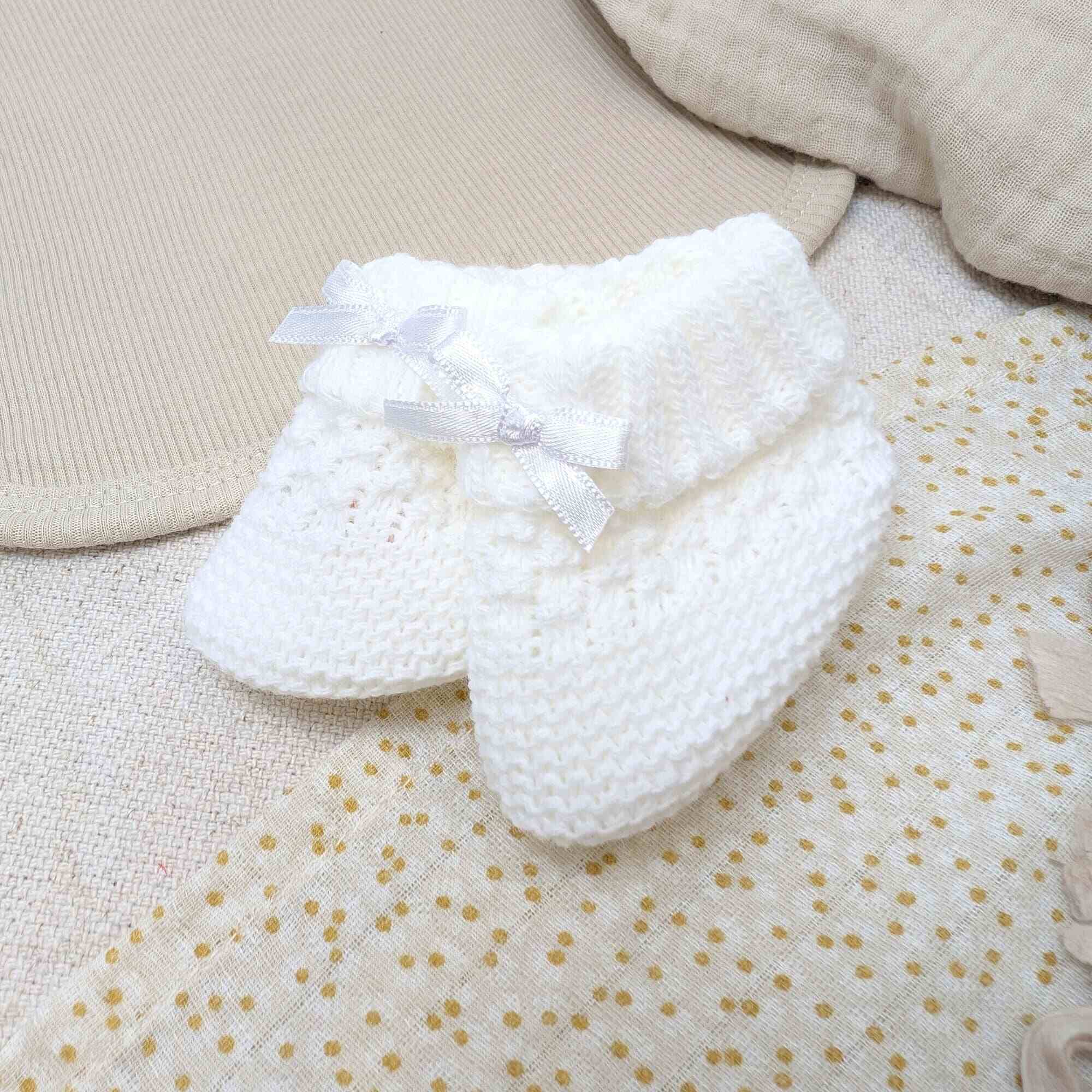 White Knit Baby Booties Baby Booties – Bumbles Boo