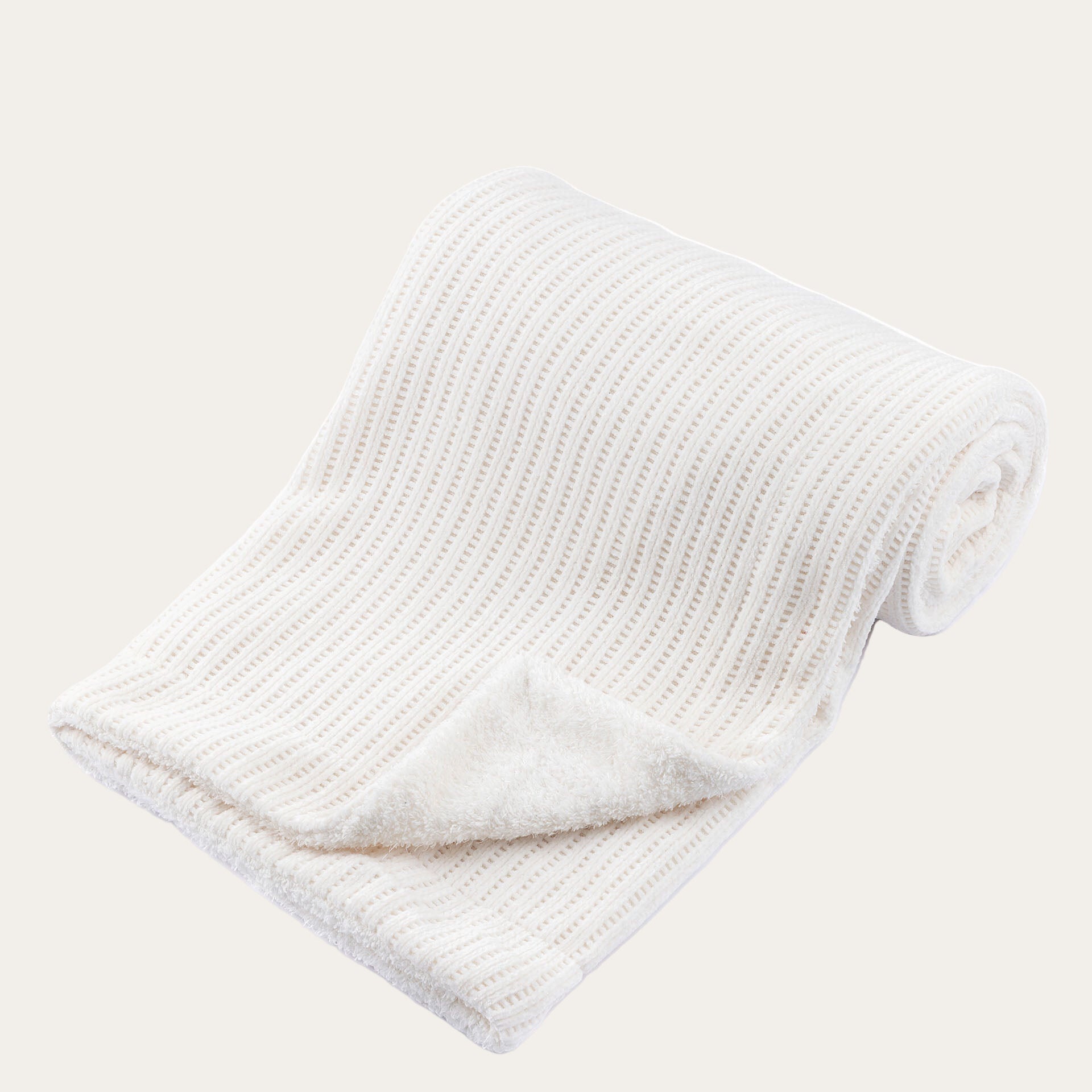 White Chenille Cellular Baby Wrap with Sherpa Back – 70 x 90 cm