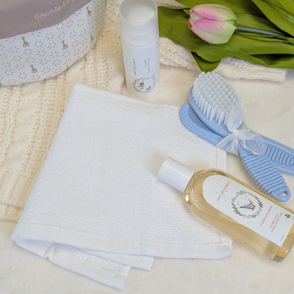 White flannel baby wash cloth