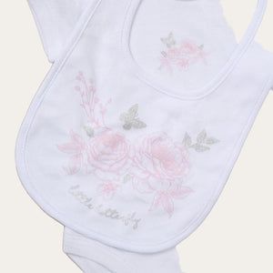 White & Pink Baby Clothing Set – Little Butterfly Floral (5 Piece)