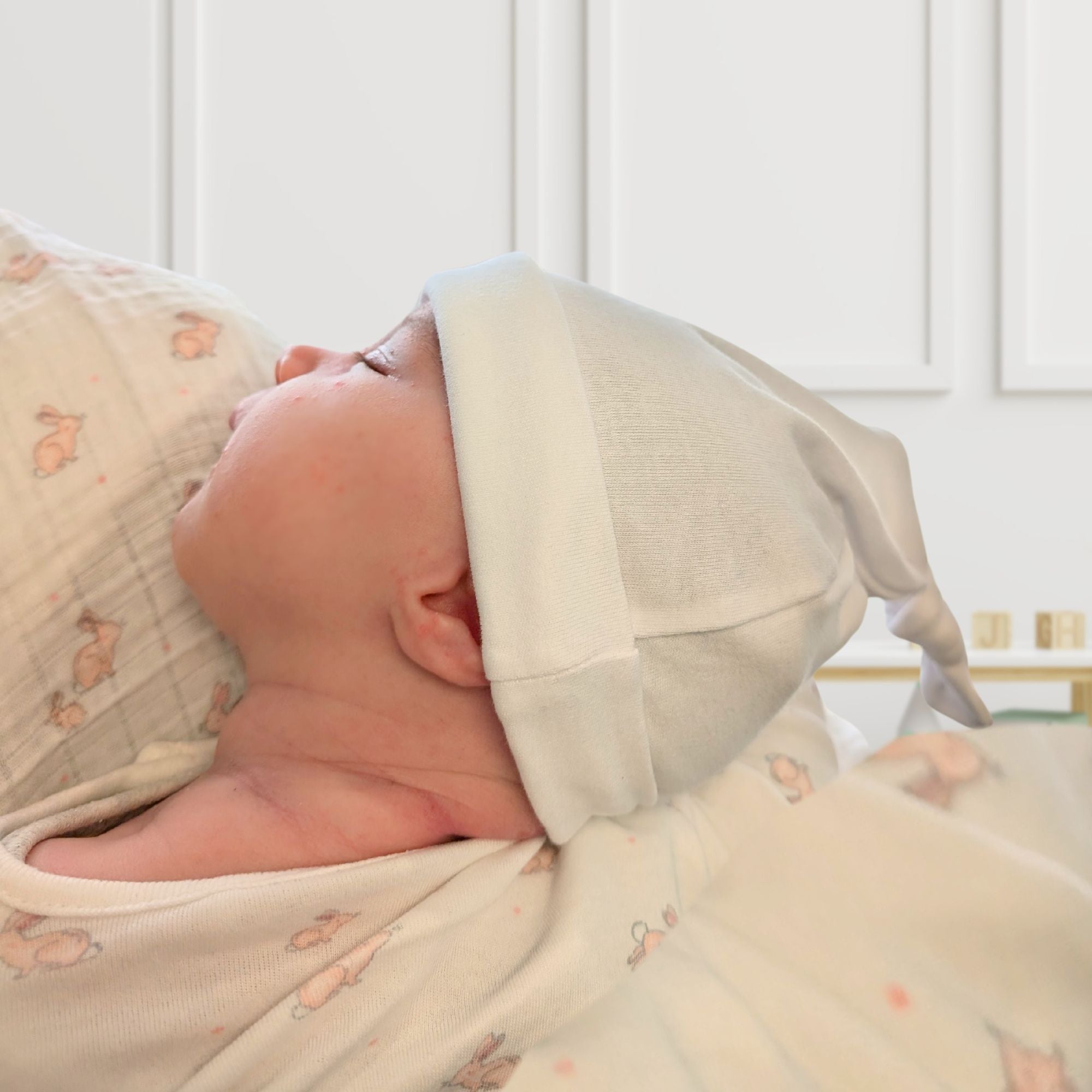 100% Cotton White Knotty Baby Hat Baby Hat.