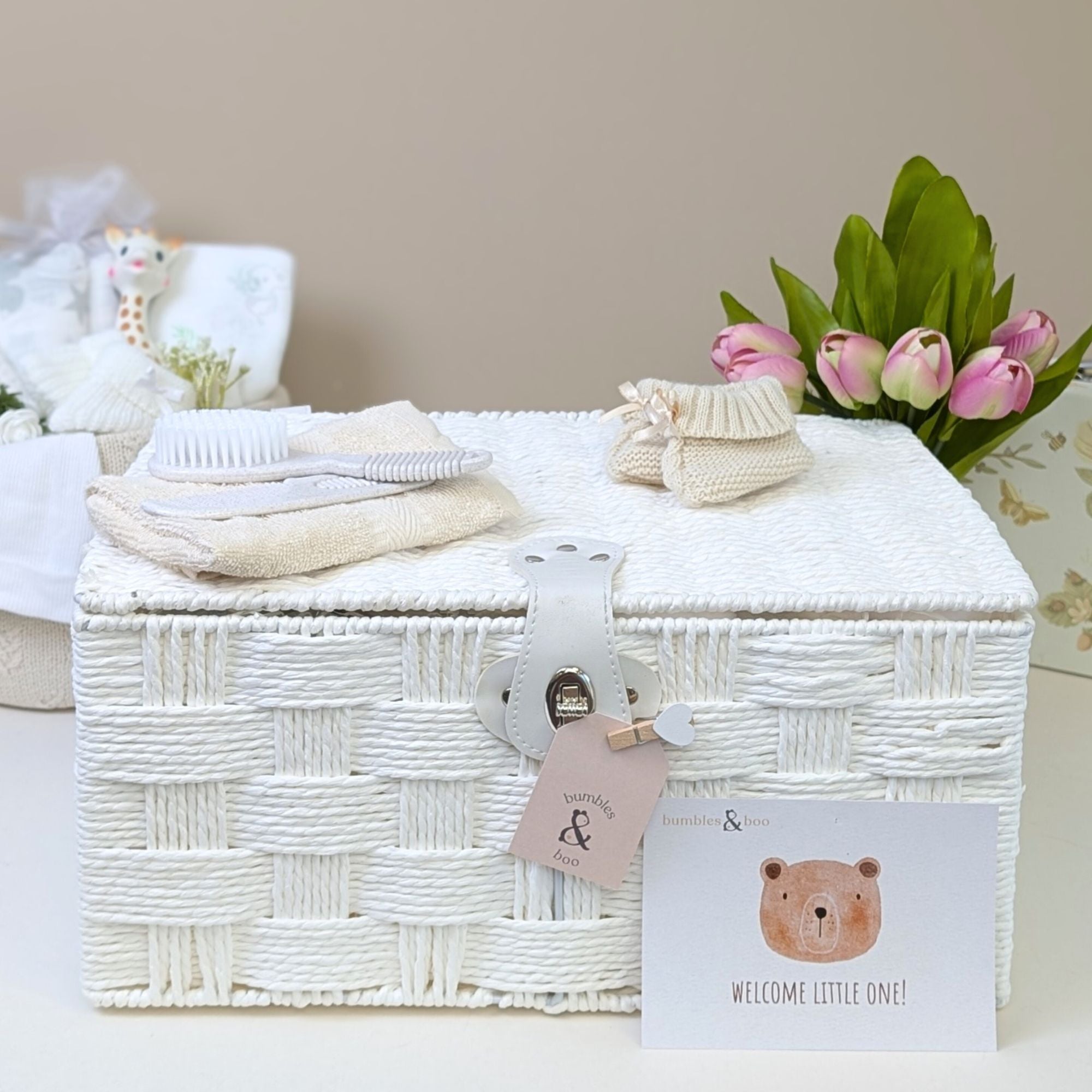 White Paper Rope Wicker Nursery Basket – Bumbles Boo