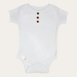White Ribbed Bodysuit Unisex Baby Clothes.
