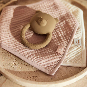 Wild Rose and Oatmeal Bandana Bibs – 2 Pack muslin baby essentials