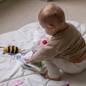 Wildflower Garden sensory baby book with sunshine mirror