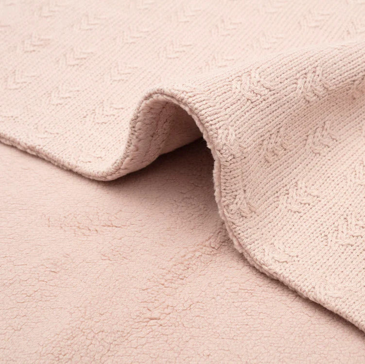 Baby Blanket Knit Wild Rose/Velvet with Grain Pattern (75cm X 100cm) Baby Blanket.